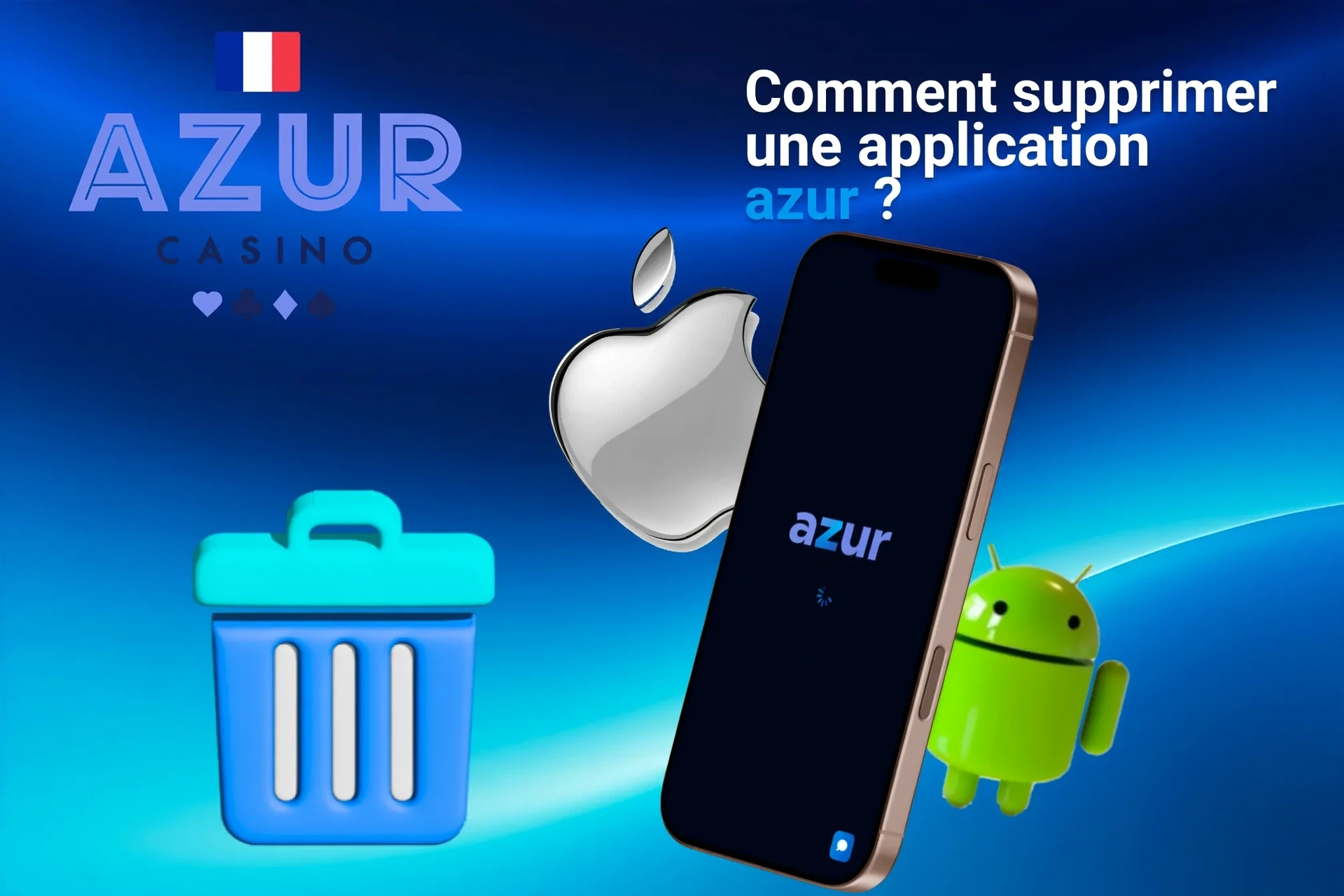 Instructions pour supprimer l'application des appareils iOS et Android, illustrées par des icônes d'application