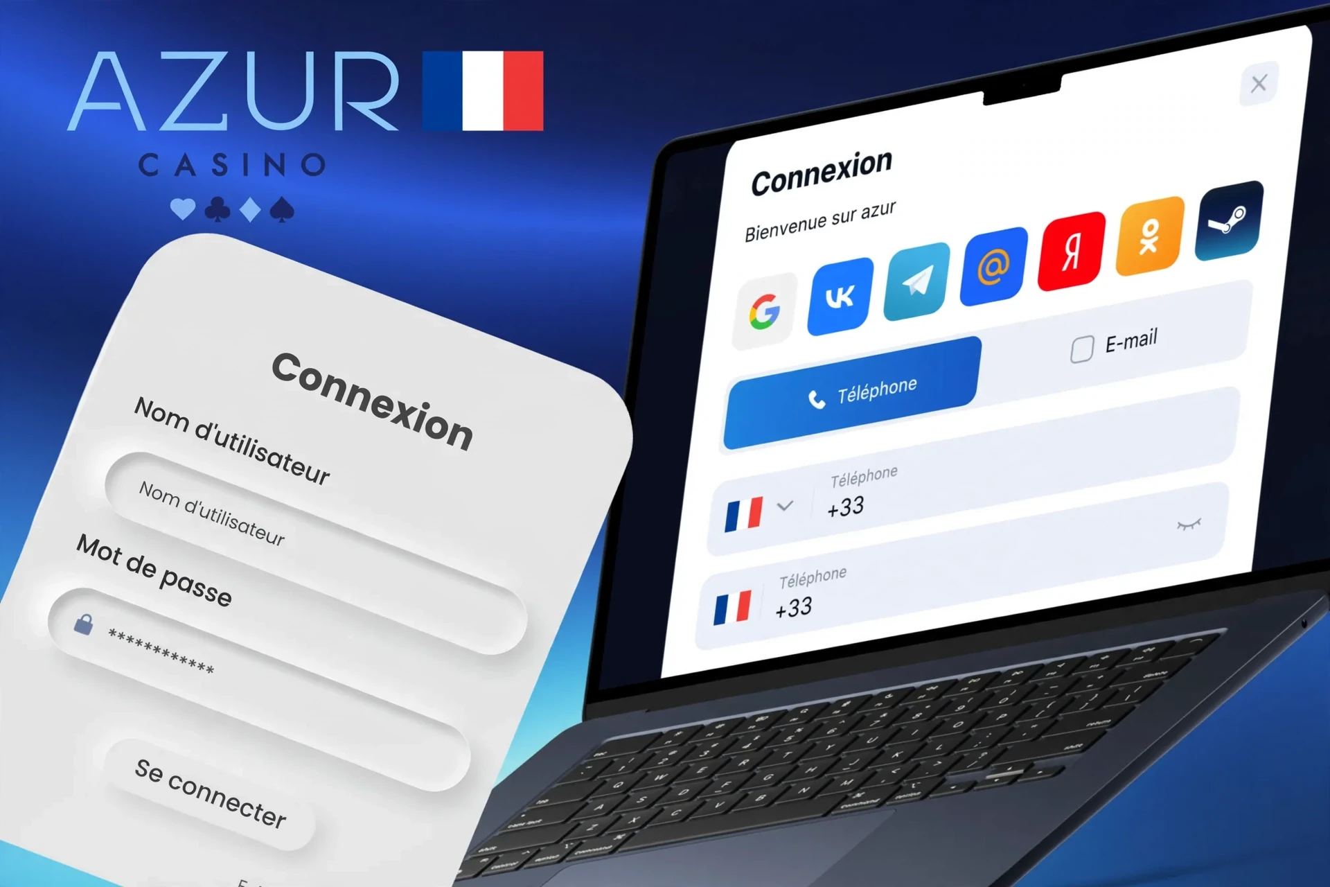 Description des actions pour se connecter au compte personnel via le site web ou l'application mobile