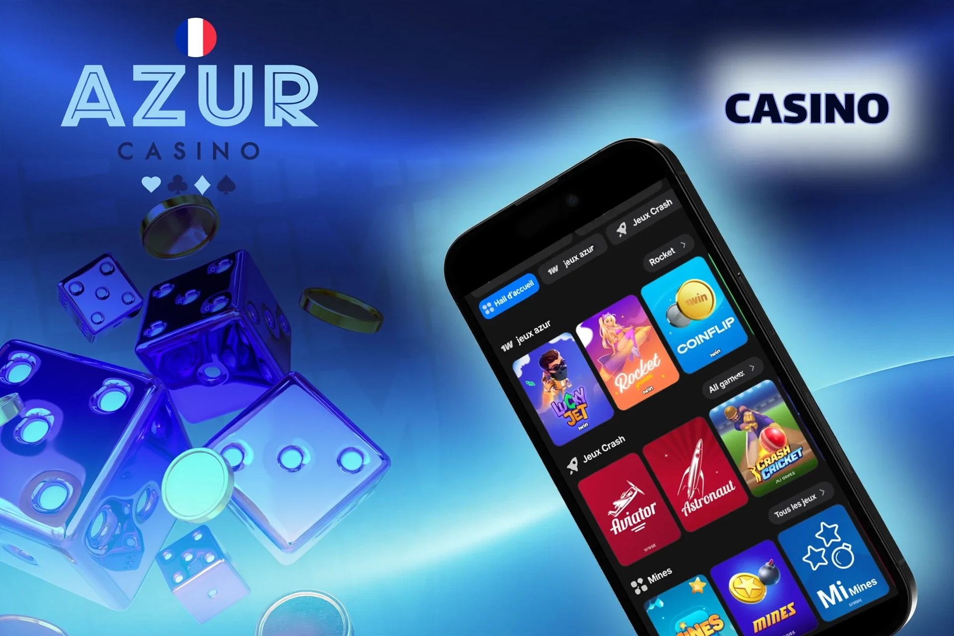 section du casino Azur présentant des machines à sous et jeux de table populaires des meilleurs fournisseurs.